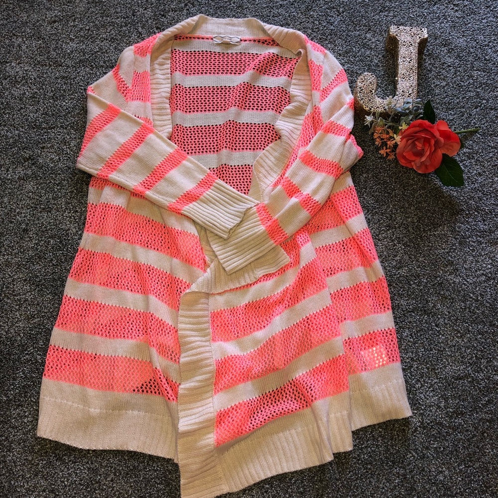 Coral Pink Rose Cardigan- Size 1X